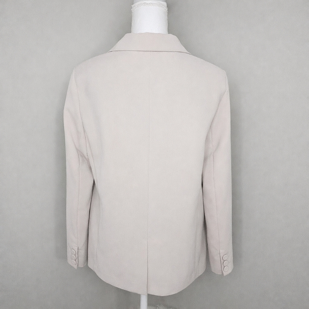 Daxi Retro Styling Greige Double Breasted Tailored Blazer Minimalist Normcore - Picture 6 of 10